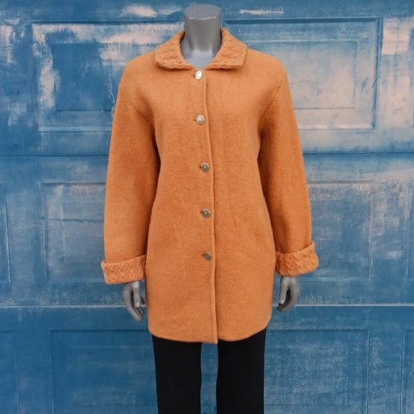 BERNARDO ESSENTIALS LADIE'S PURE WOOL SWEATER COAT W/METAL ACCENTED BUTTONS - Picture 5 of 17